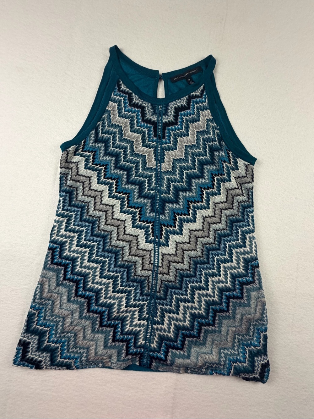 White House Black Market Teal Blue Chevron Tank Top
